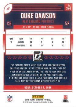 2018 Donruss - Season Stat Line #374 Duke Dawson Back