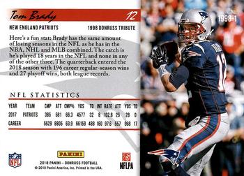 2018 Donruss - 1998 Tribute #1998-1 Tom Brady Back