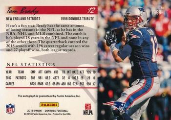 2018 Donruss - 1998 Tribute Autographs #1998-1 Tom Brady Back