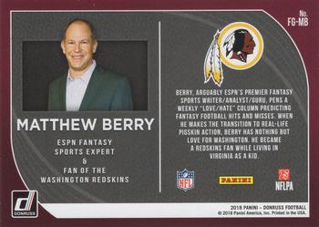2018 Donruss - Fans of the Game #FG-MB Matthew Berry Back