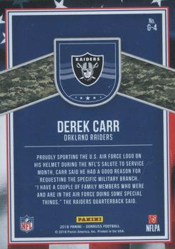 2018 Donruss - Glory Holo #G-4 Derek Carr Back