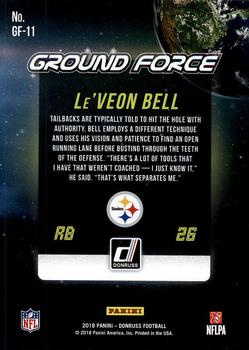 2018 Donruss - Ground Force #GF-11 Le'Veon Bell Back