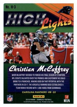 2018 Donruss - Highlights #H-3 Christian McCaffrey Back