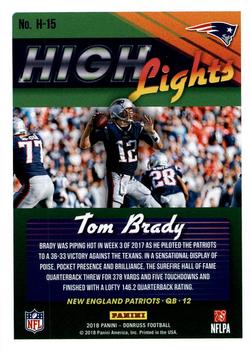 2018 Donruss - Highlights #H-15 Tom Brady Back