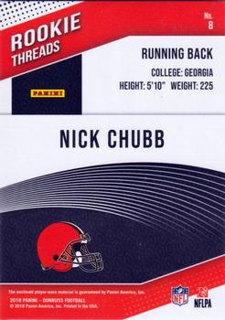 2018 Donruss - Rookie Threads #8 Nick Chubb Back