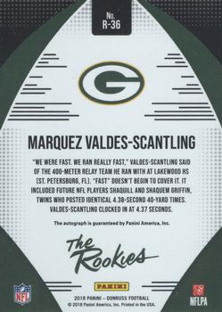 2018 Donruss - The Rookies Autographs #R-36 Marquez Valdes-Scantling Back