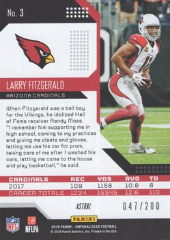 2018 Panini Unparalleled - Astral #3 Larry Fitzgerald Back