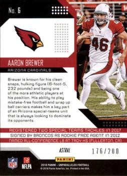 2018 Panini Unparalleled - Astral #6 Aaron Brewer Back