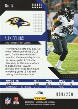2018 Panini Unparalleled - Astral #17 Alex Collins Back