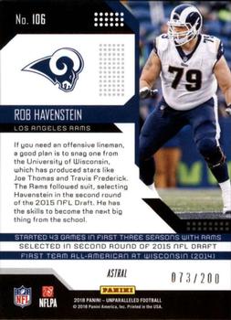 2018 Panini Unparalleled - Astral #106 Rob Havenstein Back