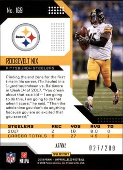 2018 Panini Unparalleled - Astral #169 Roosevelt Nix Back