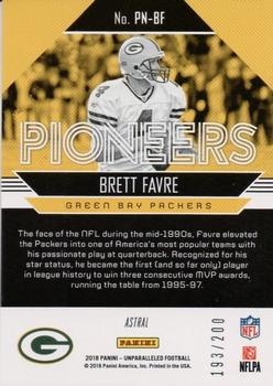 2018 Panini Unparalleled - Pioneers Astral #PN-BF Brett Favre Back