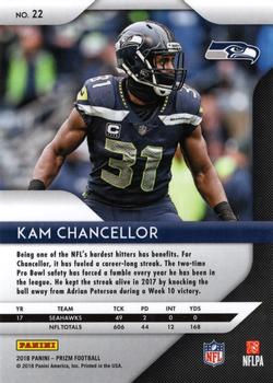 2018 Panini Prizm #22 Kam Chancellor Back