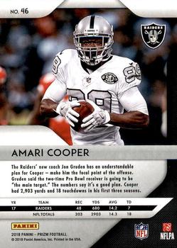 2018 Panini Prizm #46 Amari Cooper Back