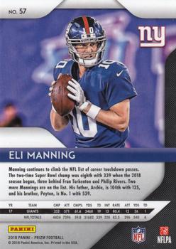 2018 Panini Prizm #57 Eli Manning Back