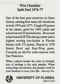 1989 Florida Gators All-Time Greats #17 Wes Chandler Back