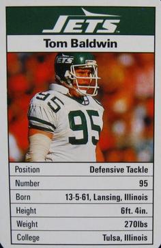 1987 Ace Fact Pack New York Jets #2 Tom Baldwin Front