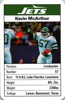 1987 Ace Fact Pack New York Jets #15 Kevin McArthur Front