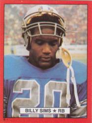 1981 Topps Red Border Stickers #9 Billy Sims Front