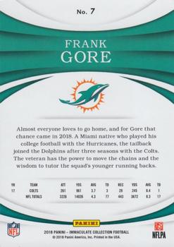 2018 Panini Immaculate Collection #7 Frank Gore Back