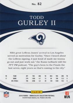 2018 Panini Immaculate Collection #82 Todd Gurley II Back