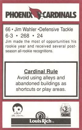 1990 Phoenix Cardinals Police #NNO Jim Wahler Back