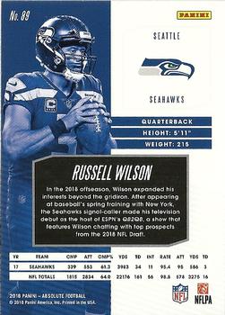 2018 Panini Absolute - Spectrum Blue #89 Russell Wilson Back