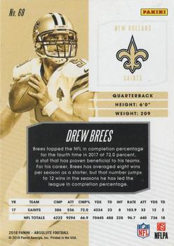 2018 Panini Absolute - Spectrum Gold #68 Drew Brees Back