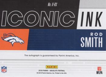 2018 Panini Absolute - Iconic Ink #II-RS Rod Smith Back