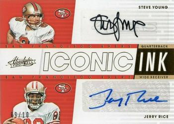 2018 Panini Absolute - Iconic Ink Quads #IQ-SF Brent Jones  / Jerry Rice  / Merton Hanks  / Steve Young Front