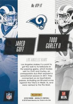 2018 Panini Absolute - 1-2 Punch Spectrum Gold #OTP-JT Jared Goff  / Todd Gurley II Back