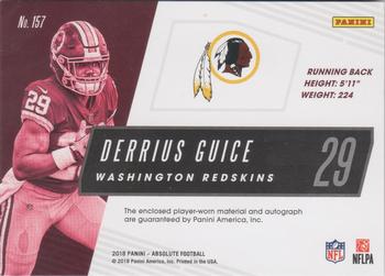 2018 Panini Absolute - Rookie Premiere Material Autos Five #157 Derrius Guice Back
