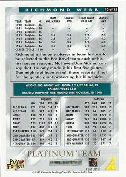 1997 Score Miami Dolphins - Platinum Team #13 Richmond Webb Back