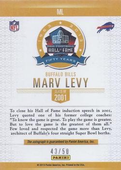 2018 Panini Spectra - 50th Anniversary Hall of Fame Signatures #ML Marv Levy Back