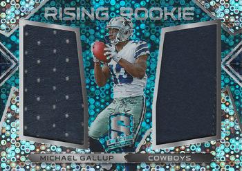 2018 Panini Spectra - Rising Rookie Materials Neon Blue #25 Michael Gallup Front