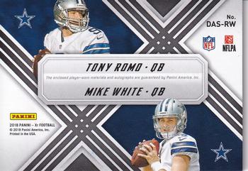 2018 Panini XR - Dual Autographed Swatches #DAS-RW Tony Romo / Mike White Back