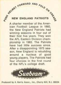 1976 Sunbeam NFL Stand-ups #NNO New England Patriots Back