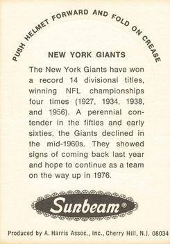 1976 Sunbeam NFL Stand-ups #NNO New York Giants Back