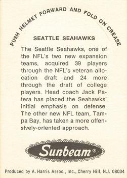 1976 Sunbeam NFL Stand-ups #NNO Seattle Seahawks Back