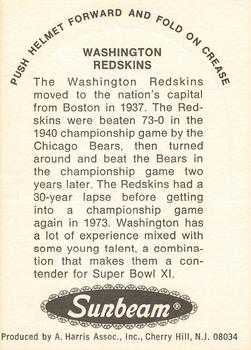 1976 Sunbeam NFL Stand-ups #NNO Washington Redskins Back