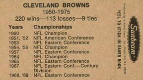 1976 Sunbeam NFL Pennant Stickers #NNO Cleveland Browns Back