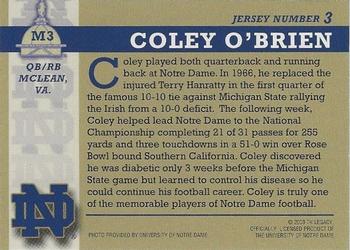 2003-09 TK Legacy Notre Dame Fighting Irish #M3 Coley O'Brien Back