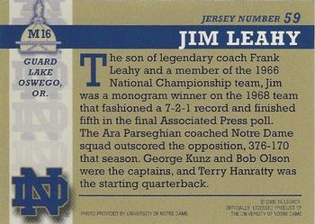 2003-09 TK Legacy Notre Dame Fighting Irish #M16 Jim Leahy Back
