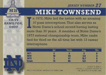 2003-09 TK Legacy Notre Dame Fighting Irish #M18 Mike Townsend Back