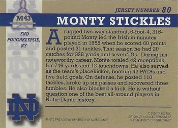 2003-09 TK Legacy Notre Dame Fighting Irish #M43 Monty Stickles Back