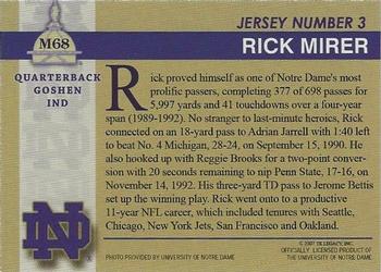 2003-09 TK Legacy Notre Dame Fighting Irish #M68 Rick Mirer Back