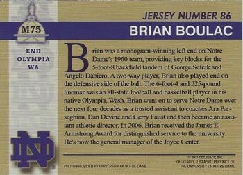 2003-09 TK Legacy Notre Dame Fighting Irish #M75 Brian Boulac Back