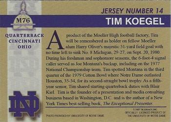 2003-09 TK Legacy Notre Dame Fighting Irish #M76 Tim Koegel Back