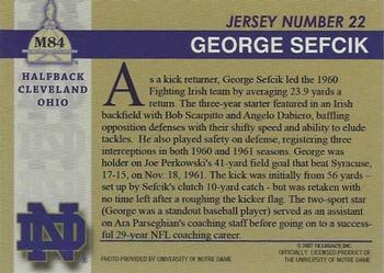 2003-09 TK Legacy Notre Dame Fighting Irish #M84 George Sefcik Back
