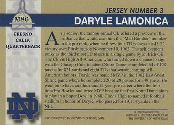 2003-09 TK Legacy Notre Dame Fighting Irish #M86 Daryle LaMonica Back